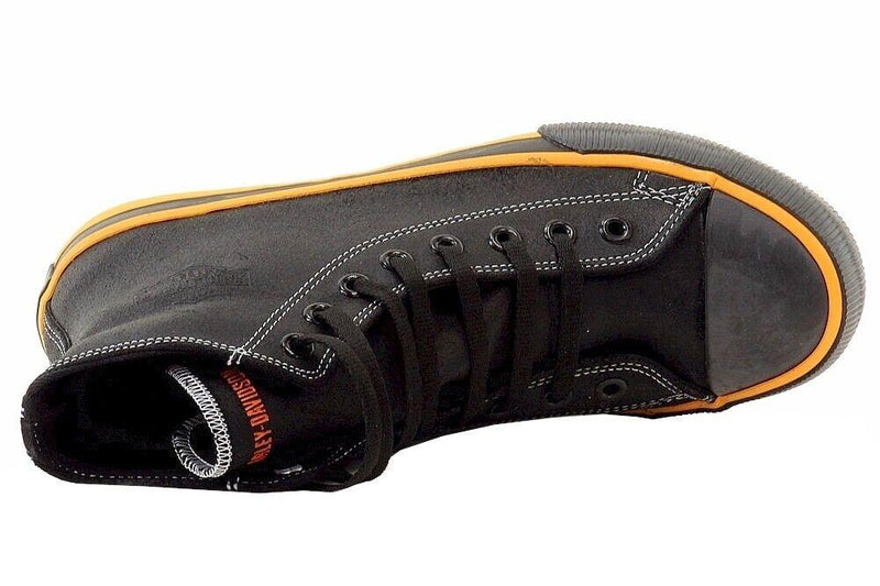 Harley Davidson Men's Nathan D93816 Black/Orange Leather High-Top Sneakers Shoes