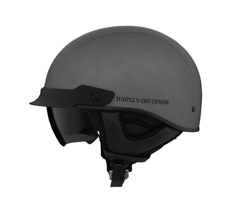 Harley Davidson Lucid Ultra-Light Sun Shield J03 1/2 Helmet - Matte Black Silver