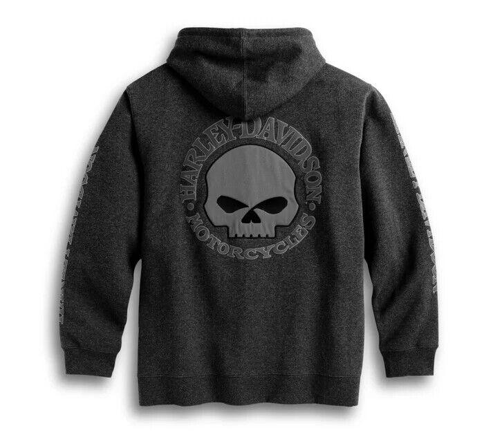 Harley-Davidson Men's Sweatshirt Jacket, Willie G Skull - Charcoal