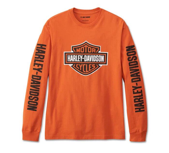 harley davidson Men's Bar & Shield Long Sleeve Tee - Vintage Orange