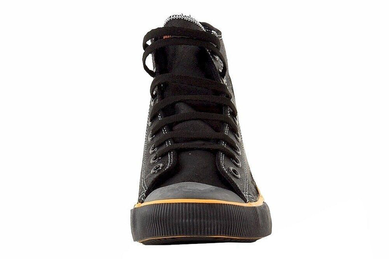 Harley Davidson Men's Nathan D93816 Black/Orange Leather High-Top Sneakers Shoes