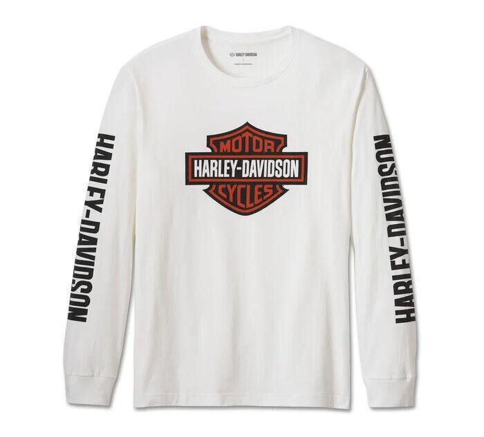 Harley Davidson Men's Bar & Shield Long Sleeve Tee - White