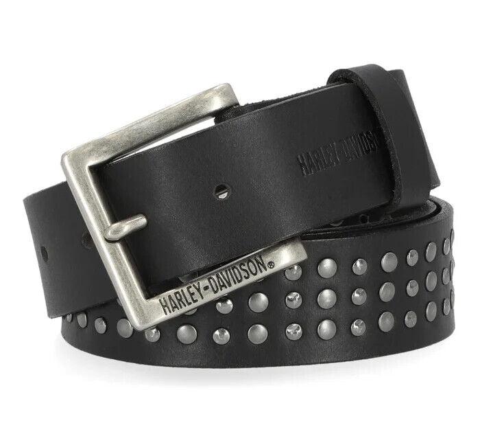 Harley-Davidson Men's Triple Row Stud Belt - Black