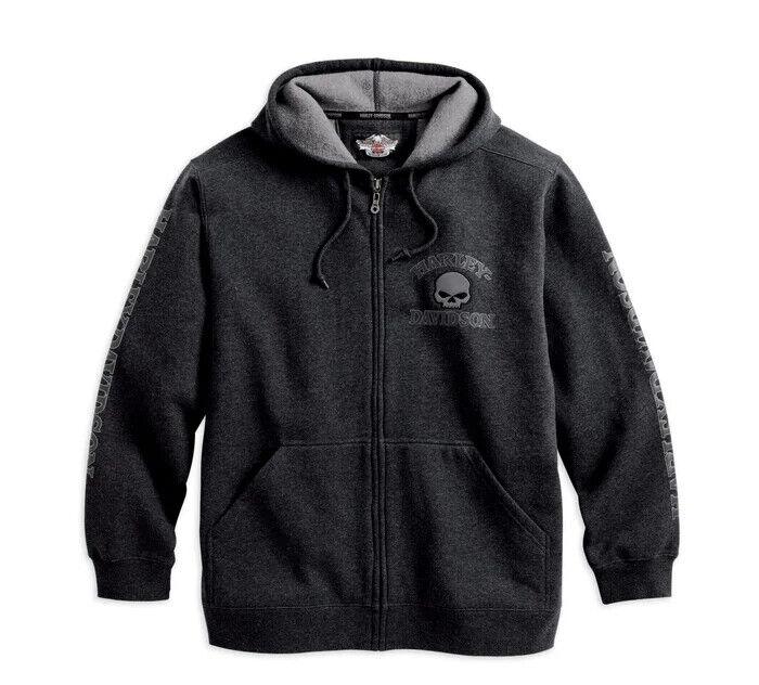 Harley-Davidson Men's Sweatshirt Jacket, Willie G Skull - Charcoal