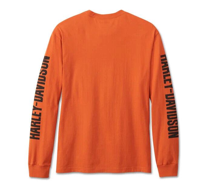 harley davidson Men's Bar & Shield Long Sleeve Tee - Vintage Orange