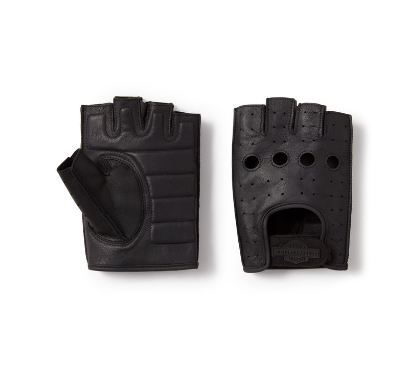 H-D Fingerless Leather Riding Gloves - Harley Black