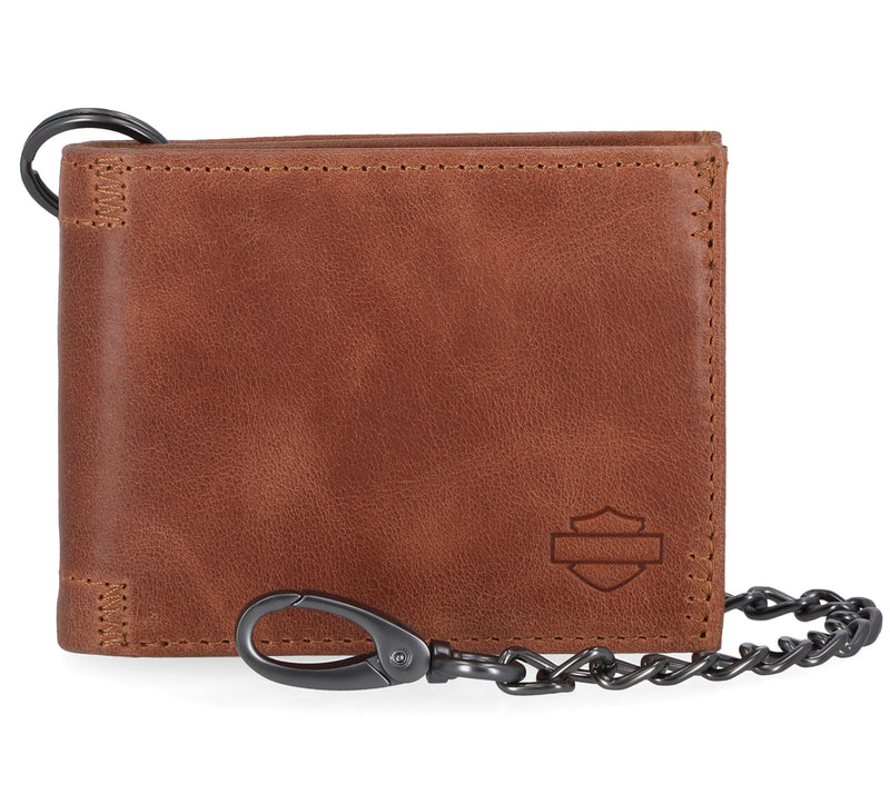 Classic Billfold With Chain in Cognac - Cognac