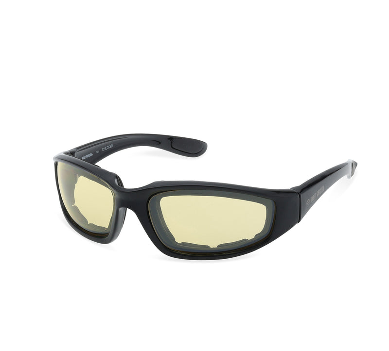 Checker Oval Sport Wrap  Sunglasses - Shiny Black