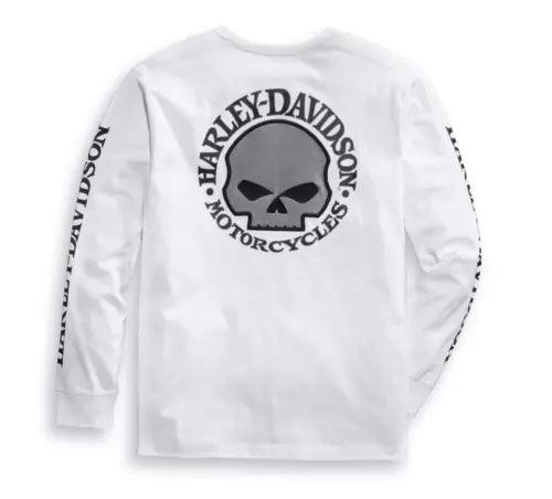 Harley Davidson Men's Willie G Skull Long Sleeve Tee - White - Vintage Vibrations Shop